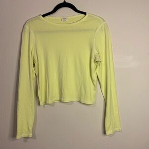Wilfred Neon Yellow Semi Sheer Crop Top